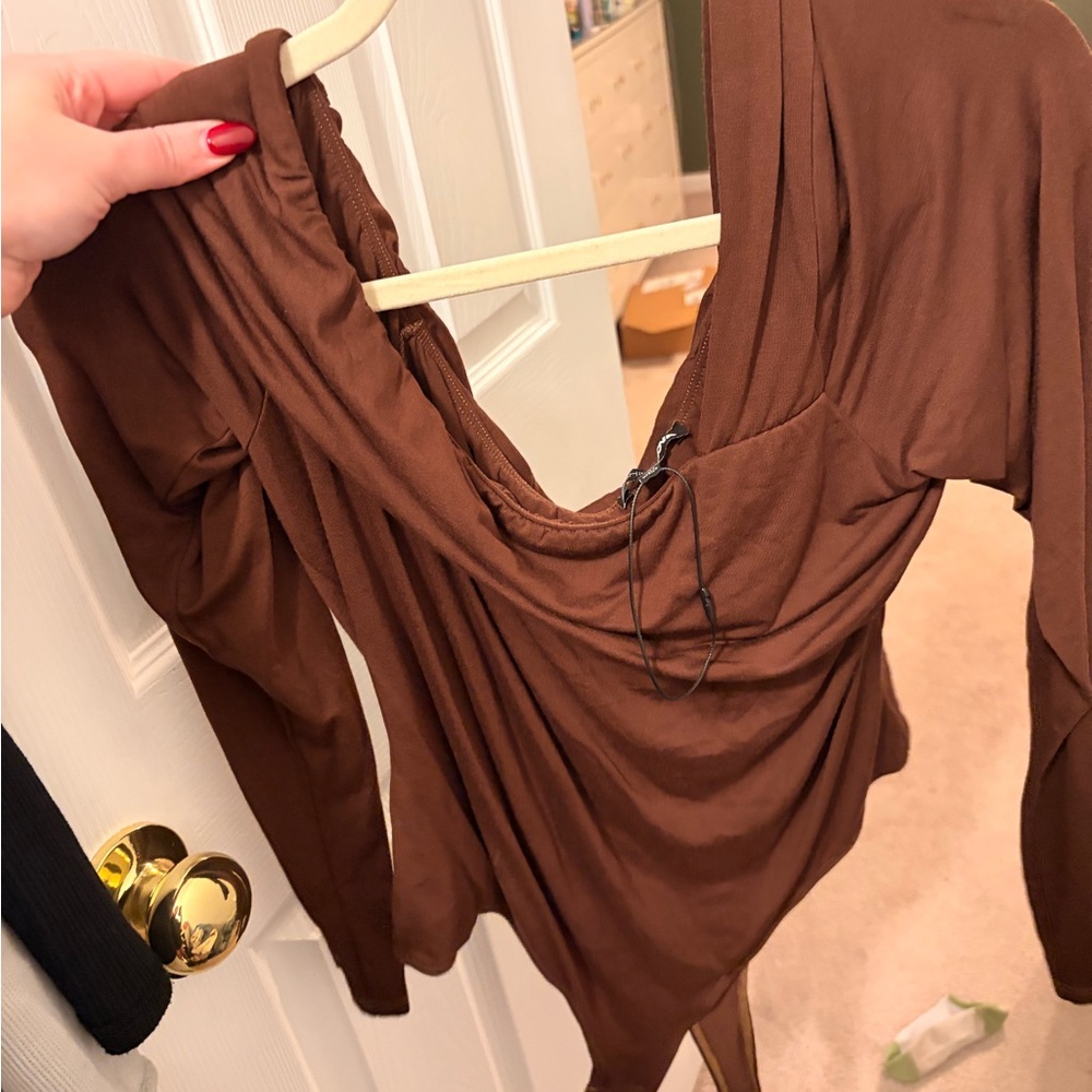 Fashion Nova Chocolate Long Sleeve Top